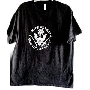 Men's In God We Trust Guns are Just A Backup Graphic T-Shirt Size XL - Black